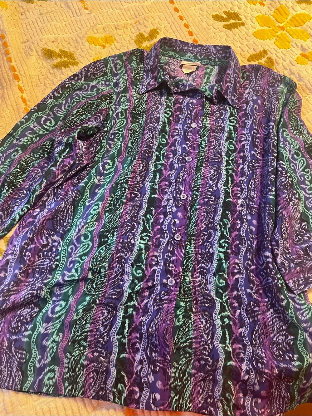 BonWorth Purple & Teal Patterned Button Down Shirt